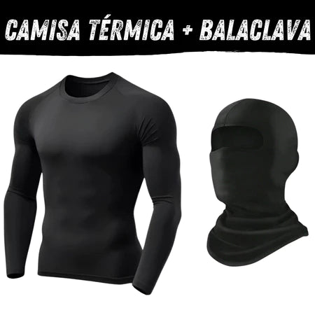 Touca Ninja Balaclava Toca UV 50+ Térmica Kit com Camisa Térmica